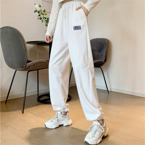 Super Popular CEC Sports Jogger Pants Womens Spring and Autumn 2021 Loose Ins Trendy Straight Slimming Casual Fried Street