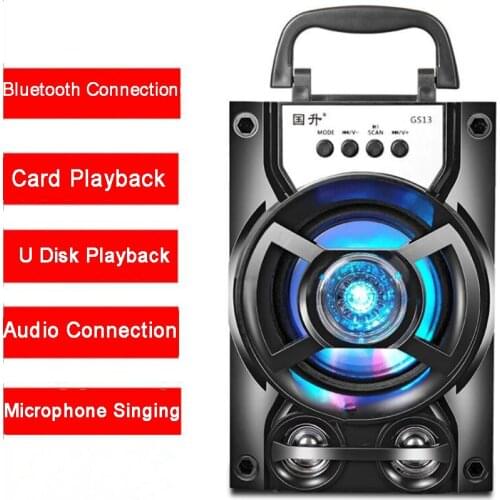 LED Outdoor Portable Wireless Speaker Phone Holder Stereo Bluetooth Speaker Party Music Player TF Card U Disk FM AUX Microphone