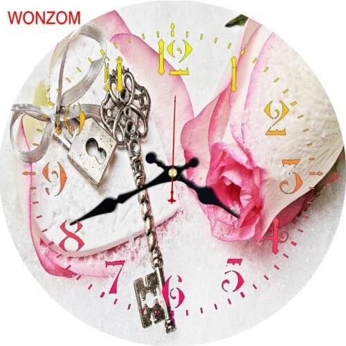 WONZOM Pink Rose Modern Large Flower Wall Clock Silent Living Room 2017 Decor Saat Home Decoration Watch Gift Reloj De Pared New