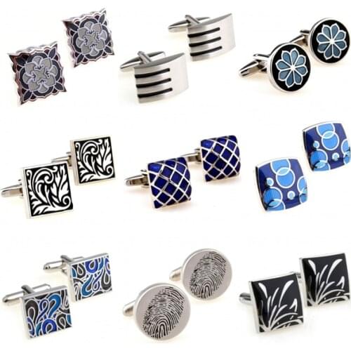 Hot Sale 9 Styles Black Blue Enamel Cufflink Cuff Link 1 Pair Free Shipping Biggest Promotion