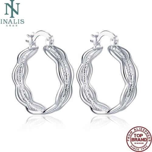 INALIS Romantic Korean Round Irregular Hoop Earrings For Women White Geometric Female Copper Earring Wedding Fashion Jewelry