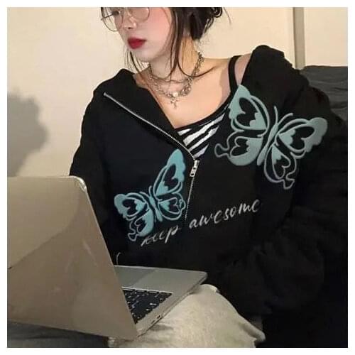 Butterfly cardigan jacket women spring and autumn all-match 2021 new national tide casual couple outer wear jacket