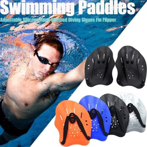 1 Pair Professional Swimming Paddles Swim Practice Correction Paddling Tools Durable Adjustable Hand Webbed Gloves