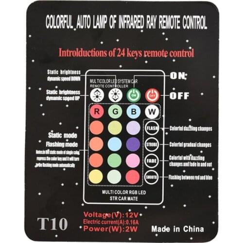 1 Pair T10 5050 Remote Control Car LED Bulb 6 Smd Multicolor RGB Side Light Bulbs NJ88