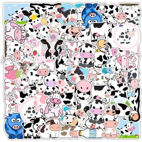 10/30/50PCS Cute Cartoon Cow Animal Stickers Children Toy Waterproof DIY Skateboard Guitar Laptop Bicycle Car Decal Sticker