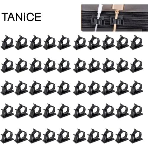 TANiCE 100pcs Adjustable Self-Adhesive Wire Cable Ties Mounts Clip Organizer Holder 10mm Nylon Cable Clamp Two Stage Lock Design