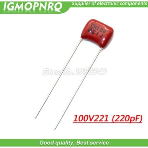 20PCS 100V221J 220PF 5% Pitch 5mm 220P 221 100V CBB Polypropylene film capacitor 100V221J-P5