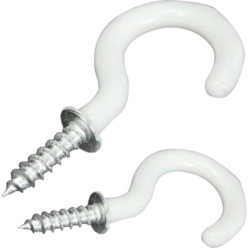 20x PVC Coated Stainless Steel Screw In Cup Hooks Ring Plant Jewelry Hanger Holder Dining Bar Tool