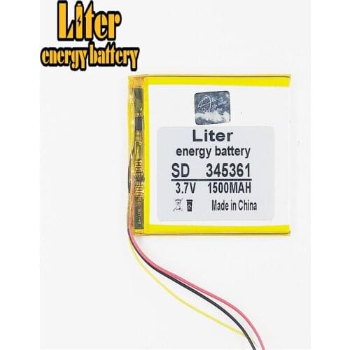 3 line 3.7V 1500mAh 345361 Lithium Polymer Li-Po li ion Rechargeable Battery cells For Mp3 MP4 MP5 GPS