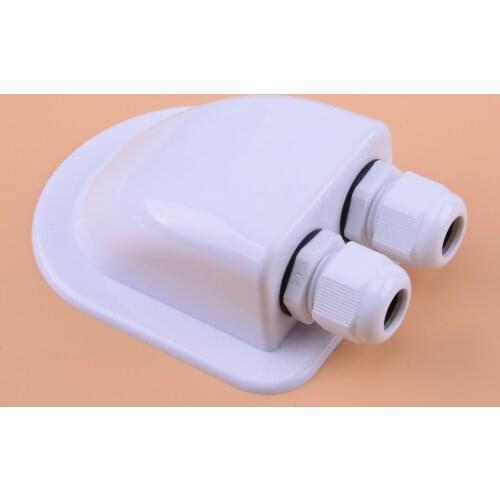 ABS White 12.7x9.2x4cm Roof Solar Panel Double Cable Entry Gland Box Motorhome Camper Caravan RV Boat