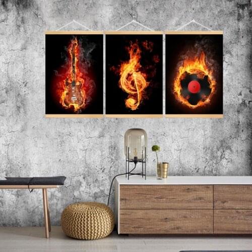 Abstract Wall Art Canvas Painting Music Fire Nordic Poster Print Decorative Picture Painting Wall Art Affiche Living Room Decor