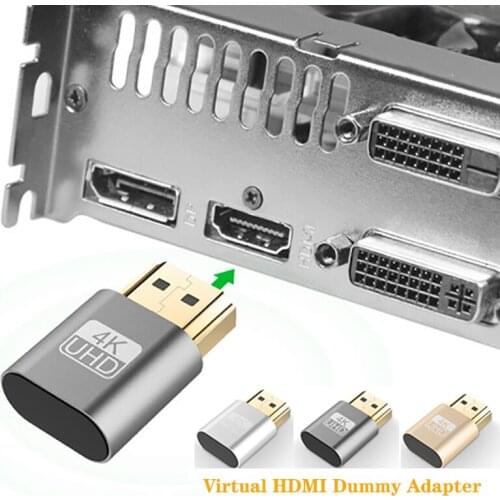 10pcs VGA HDMI-Compatible Virtual Display Adapter 1.4 DDC EDID Dummy Plug Graphics Card GPU Rig Emulator For Bitcoin BTC Mining