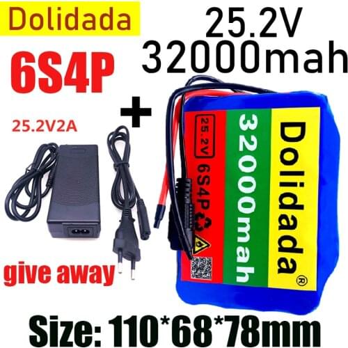 6s4p 24V 32Ah 18650 Battery Lithium Battery 25.2v 32000mAh Electric Bicycle Moped /Electric/Li ion Battery Pack with charger