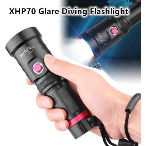 XHP70 Glare Waterproof Flashlight Fixed Focus Amphibious Flashlight Professional Diving Glare Flashlight Outdoor Super Bright
