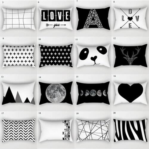 Black White Geometric Pillowcases 30x50cm Nordic Style Cushion Cover Sofa Car Home Decro Pillow Covers Decorative Pillowcase