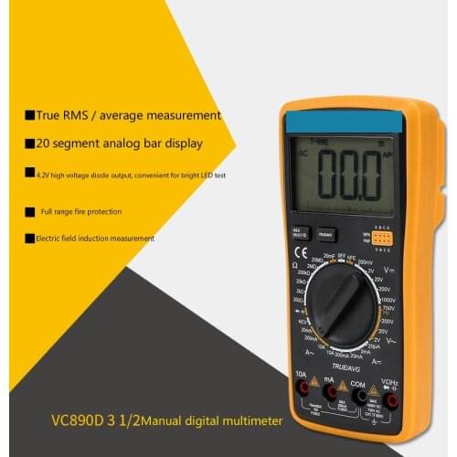 Vc890d digital multimeter, large capacitance digital display meter, automatic shutdown with backlight display