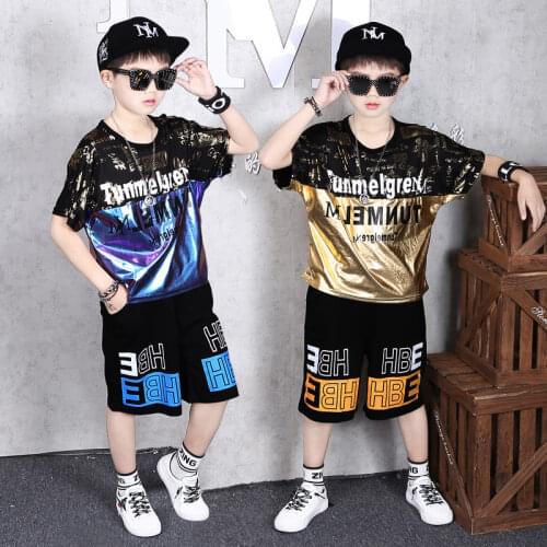 Children Boys Summer Clothes Sets 2021 Boys Tracksuit Letter T Shirt and Shorts Teenage Kids Hip Hop Dancing Clothes 3-14 Years