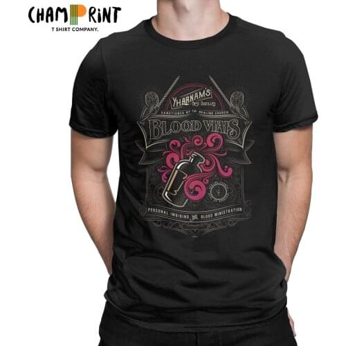 Yharnams Blood Vials T-Shirts Men Dark Souls Leisure Pure Cotton Tee Shirt Round Neck Short Sleeve T Shirts Classic Tops
