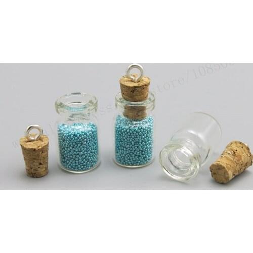 Hot selling!!!20pcs/lot 0.6ml emapty Clear Glass vial with hook up cork mini glass bottle small Pendants Bottles H121806