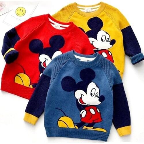 Boys Cotton Sweater Childrens Pullover Knitting Shirt Boys Round Neck Sweater Double Layer 2021 New Style Cartoon Sweater