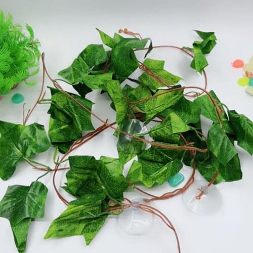 1pcs Long 2.4m Simulation Plastic Green Hanging Leaves for Aquarium Decor Fish Tank Decoration Landscape Decor With Suction Cups
