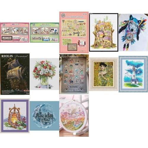 Colorfully fabric counted cross stitch package flower aida 22ct 25ct 18ct 14ct 11ct black cloth people kit embroidery