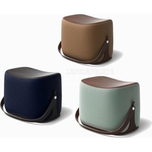 Creative Modern Sofa Ottoman Stool Portable Handle Saddle Foot Stool 7 Colors Microfiber Leather Cashmere Living Room Stool
