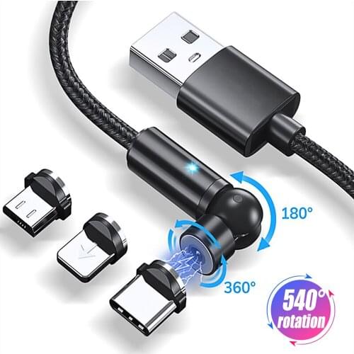 Magnetic Phone Cable Micro USB Type C Fast Charging Magnet Charger For iPhone 11 Pro Max XS 6 7 8 Plus Samsung Xiaomi 540 Rotate