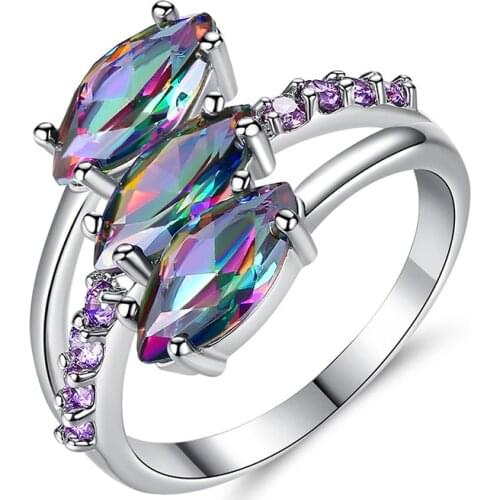 Fashion Purple Crystal Rings For Women Classic Female Finger Ring Jewelry Ladies Wedding Party Jewelry Gifts