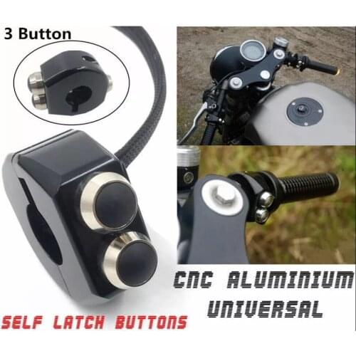Motolove CNC Momentary Latching Switch Aluminium Alloy Switch Motorcycle Handle Grips Reset Buttons