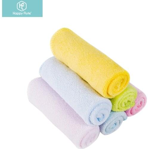 HappyFlute Plain Color 20*20cm Washcloth Wipes Set for Newborn Boys and Girls Pack of 5 Soft Bamboo Terry Washcloth Set