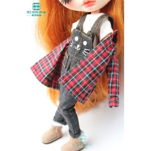 1PCS Blyth Doll Clothes fashion T-shirt, denim overalls for Blyth , Azone 1/6 doll