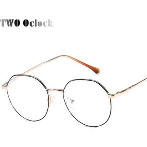 TWO Oclock 2021 Myopia Prescription Optical Frame Computer Gaming Blue Light Glasses Women Round Metal Eyeglasses lunette femme