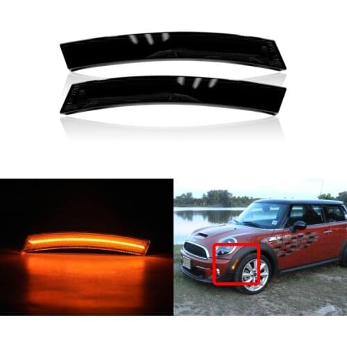 Fits For BMW Mini Cooper R50 R52 R53 Smoked Led Fender Side Marker Lights Front Amber Indicator