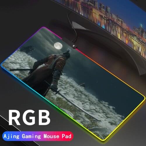 Custom Large Gaming RGB SEKIRO Mouse Pad Gamer Keyboard Rubber MousePad USB Wired LED Big Backlight Computer Desk Mat
