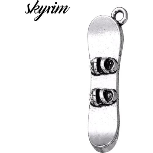 Skyrim 10Pcs Jewelry Making DIY Accessories Floating Pendant Snowboard One-side Zinc Alloy Charm Handmade Necklace&Bracelet