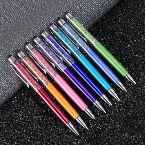 Ballpoint pen fine Crystal Fashion Creative Stylus Touch Pen for Writing Stationery Office School Pen Ballpen Black Blue