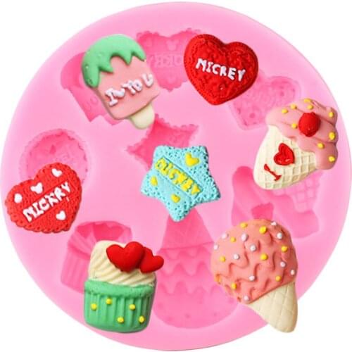 Cupcake Ice Cream Silicone Mold Baby Party Heart Candy Chcolate Molds Cupcake Topper Fondant Molds Wedding Cake Decorating Tools