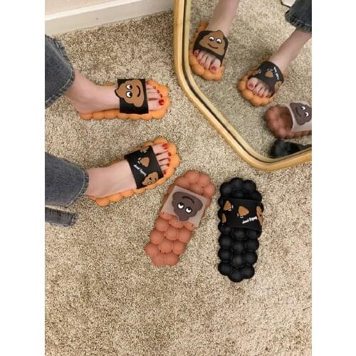 Summer Leisure Fashion Cute Cartoon Flat Bottom Ladies Slippers New Wild Soft Bottom Non-Slip Slippers Large Size 36-41