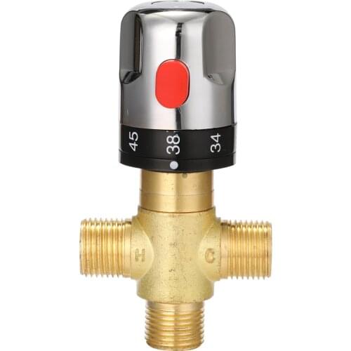 Bathroom Brass PipeThermostat Faucet Adjustable Thermostatic Mixer Valve Water Mixing Temperature Control Valve For Water Heater