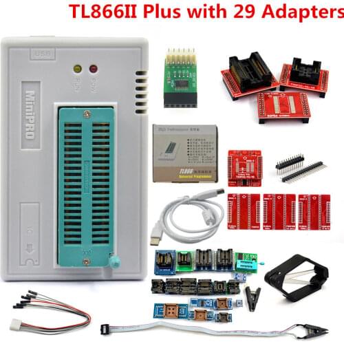 Programmer V10.41 TL866II Plus Original EEPROM PIC AVR USB Universal BIOS Nand 24 93 25 Mcu EPROM With 28 Adapters Smart Chips