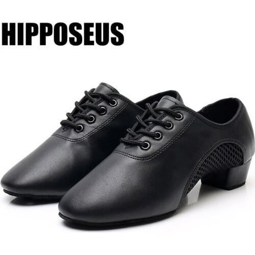 Hipposeus Unisex Dance-Shoes Ballroom Latin Shoes For Women Men Girls Children Jazz Tango Dancing Shoe Black Salsa Practise Shoe