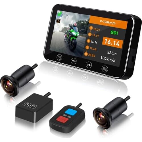 VSYS F4.5 Motorcycle DVR with Smart Gauge (TPMS/Voltmeter/Odometer) Dual SONY IMX307 Night Vision Waterproof WiFi Dash Camera