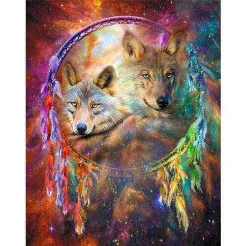 Needlework resin 3D square diamond cross stitch Diamond painting full embroidery wolf lover pattern diamond mosaic home decor