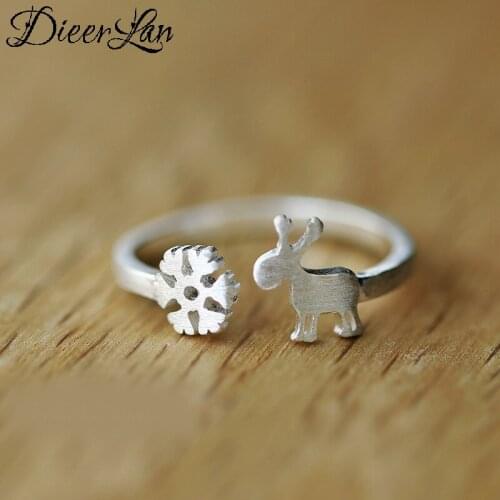 2020 New Arrival Silver Color Deer Snow Rings For Women Ladies Adjustable Rings Vintage Jewelry
