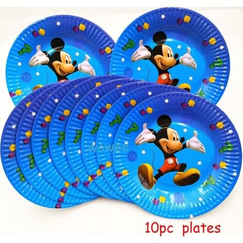 10pcs/set 7inchMICKEY MOUSE PLATES MICKEY DISHES KIDS BIRTHDAY PARTY FAVORS HAPPY BIRTHDAY PARTY SUPPLIES MICKEY PAPER PLATE