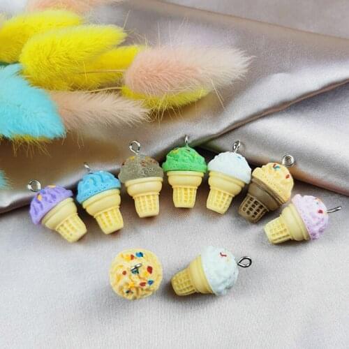 10Pcs Cute Ice Cream Charm Pendants Resin Cabochon Fake Food DIY Making Findings Handmade Jewelry for Earring Neckla