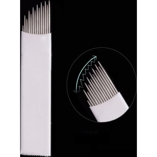 150pcs High and Low Arc 14 Microblading Blades Tattoo Needles Fog Eyebrow Permanent Makeup Manual Tool Needle Manual Pen