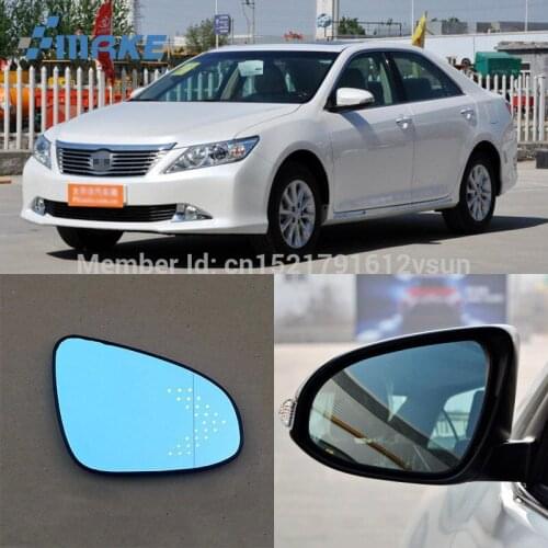 2Pcs For Toyota Camry 7th Rearview Mirror Blue Glasses Wide Angle Led Turn Signals light Power Heating