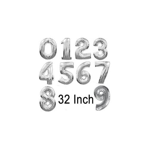 32 Inch Aluminum Foil Balloons Arabic Number 0-9 Balloon Wedding Birthday Party Decorations Supplies 2 colors lin4348